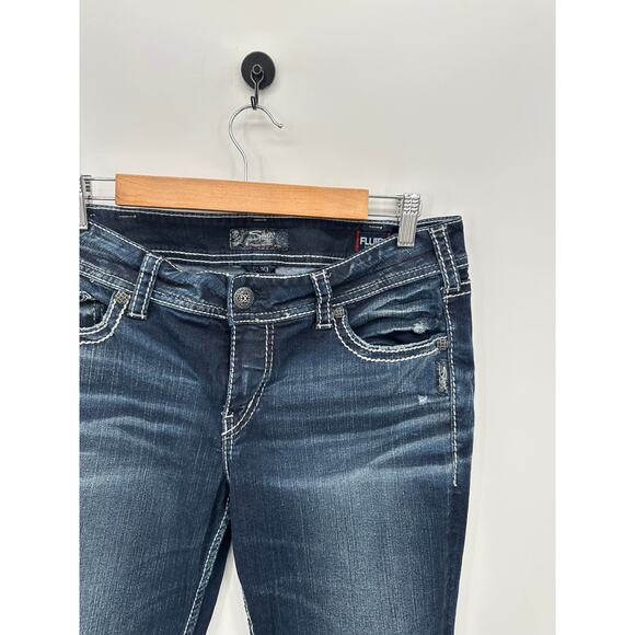 Silver Suki Mid Capri Denim Jeans Womens Size 33 Dark Wash High Waisted - Picture 4 of 9